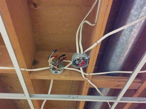 electrical box between deck joist|how to install junction box above ceiling.